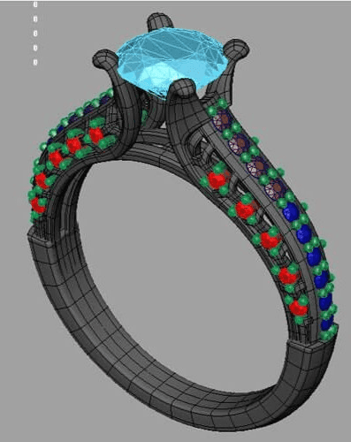Sapphire Engagement Ring CAD vs render