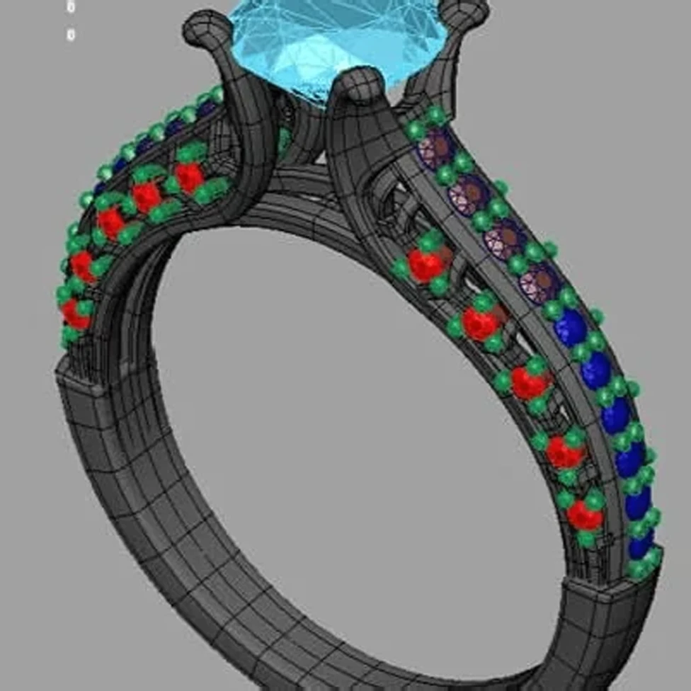 Sapphire engagement ring: CAD model and photorealistic AI render