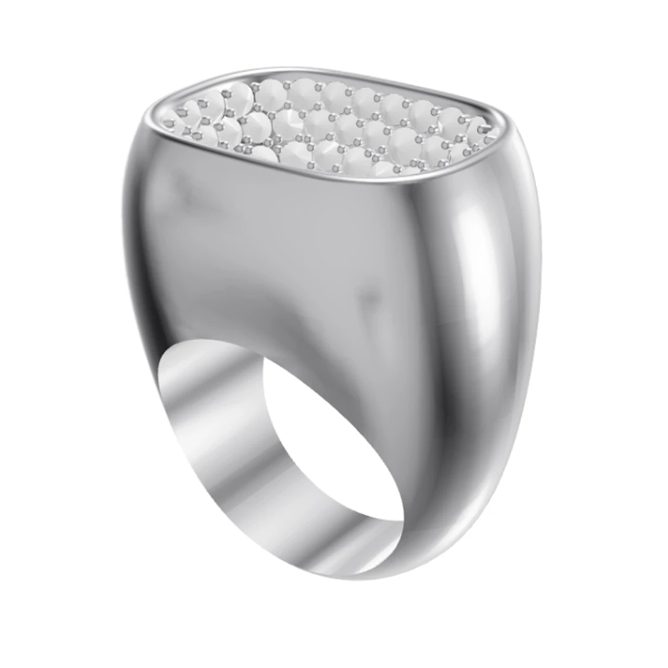 Pavé signet ring: Rhino 3D view and photorealistic AI render